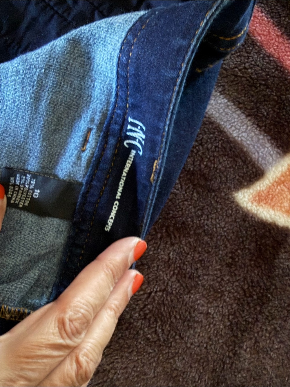 INC International Concepts Dark Indigo Button-Front Denim Mini Skirt - Picture 5 of 5